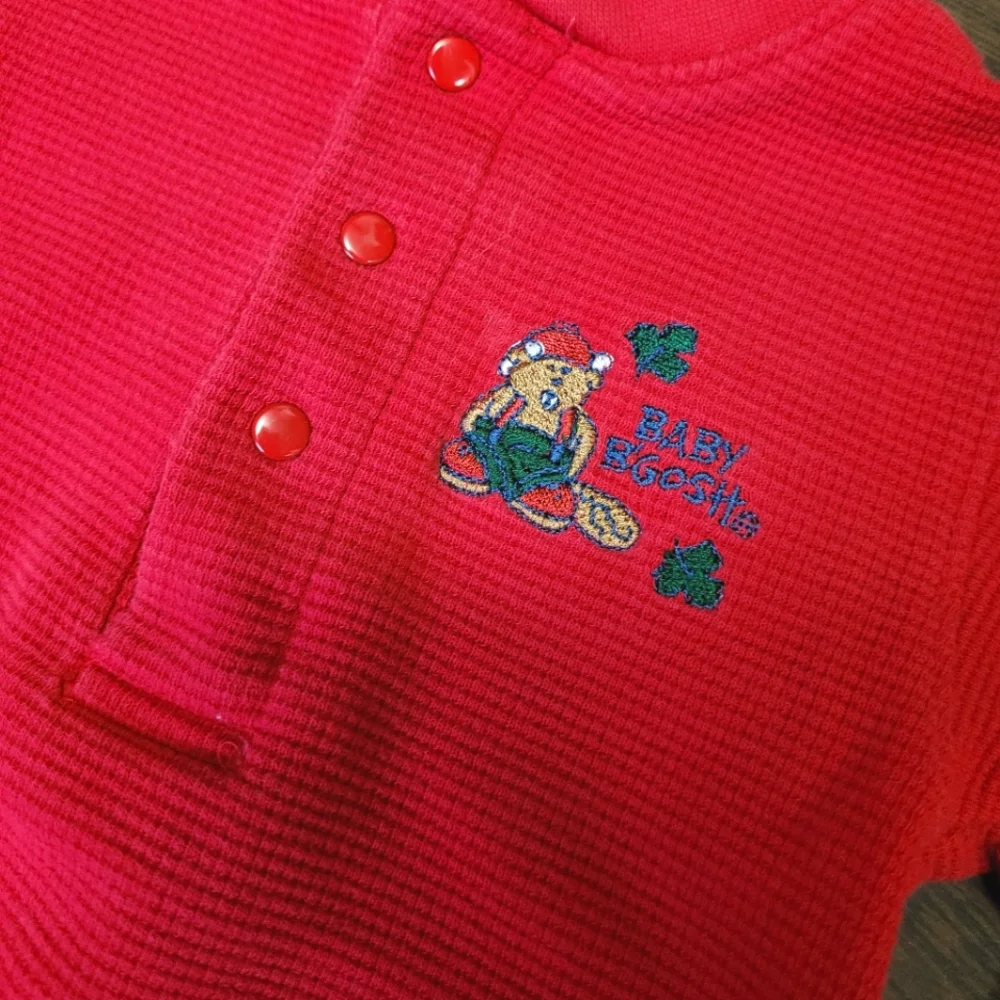 Vintage OshKosh B'Gosh 1990s red long sleeved Baby B'Gosh bodysuit onesie